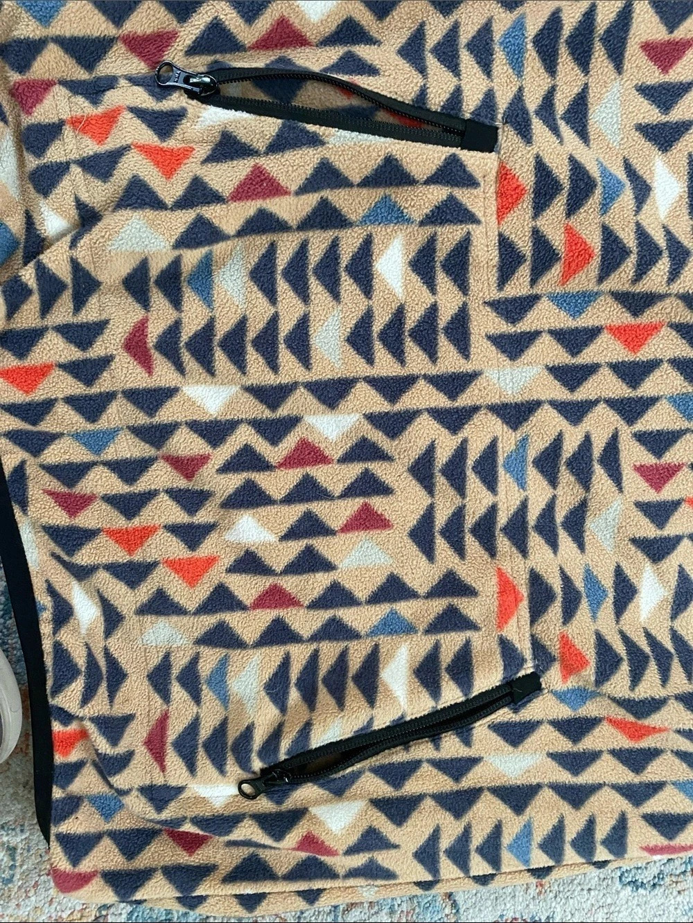KAVU Cavanaugh Fleece Pullover Tan & Blue Size XS - Picture 5 of 7